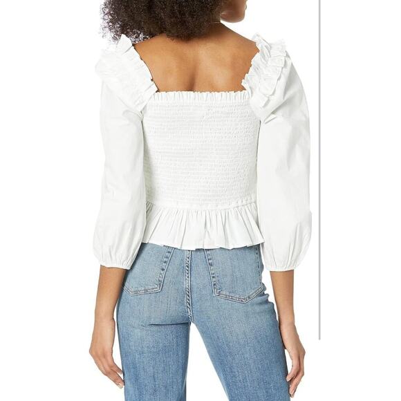 The Drop Women's Marisol Long-Sleeve Ruffle Smocked Top L - Picture 2 of 3